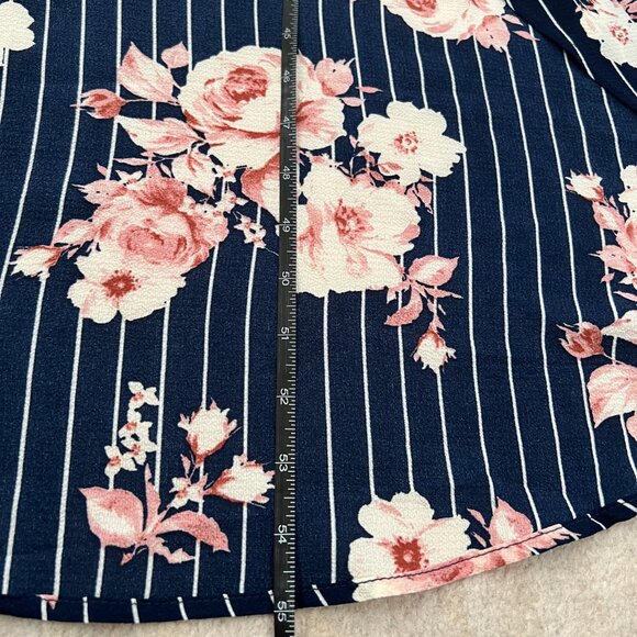 Monteau Striped Floral Skirt-Overlay Sleeveless Jumpsuit Romper 2X - Picture 5 of 9